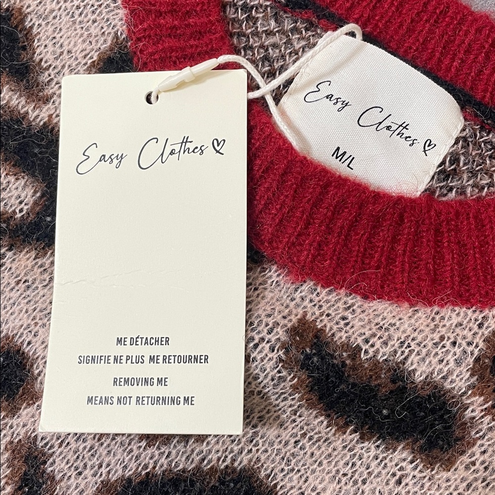 Easy Clothes Leopard And Red Riley Sweater size M/L - Picture 5 of 8